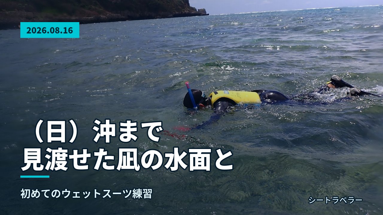 2026年8月16日（日）沖まで見渡せた凪の水面と、初めてのウェットスーツ練習