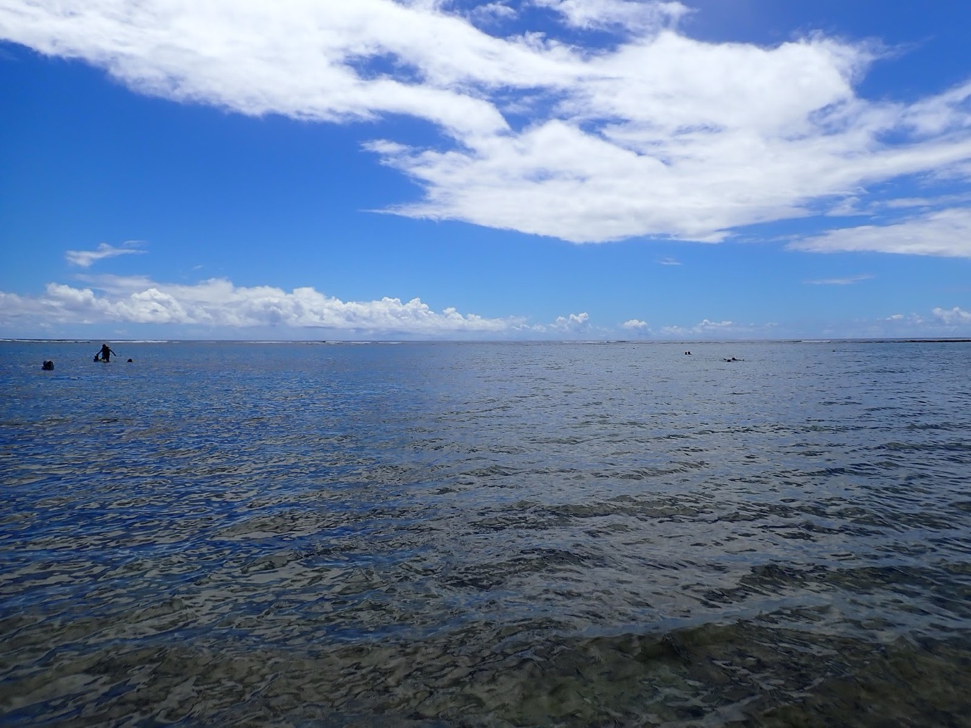 天然水族感で紹介する、ある穏やかな水面と沖まで広がる青い海の様子
